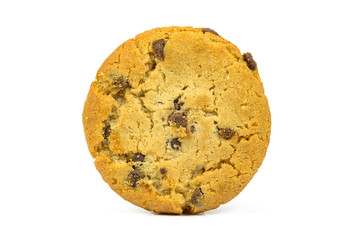 Chocolate chips cookie on white background
