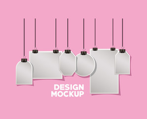 mockup set of labels on pink background of corporate identity and stationery design theme Vector illustration © Grgroup