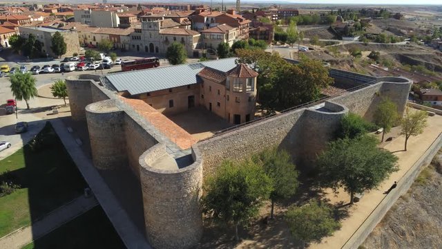 Castle in Toro, historical village of Zamora,Spain. Aerial Drone Footage