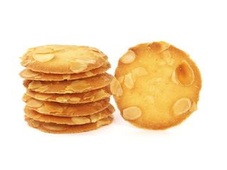 Almond flake cookies isolated on white	