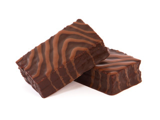 Chocolate cake bar isolated on white 
