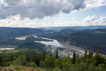 Yukon River and Town of Dawson City, Yukon, Canada