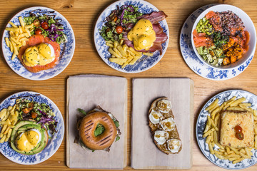 Assortment of different homemade brunches