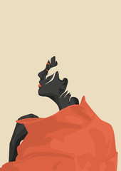 Silhouette Woman in Orange Jacket