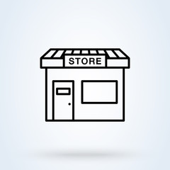 Store striped awning and Shop, Store building vector illustration. Linear style, icon store symbol Trendy.