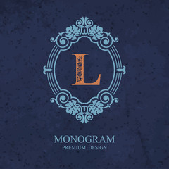 Monogram design elements, Calligraphic graceful template, Letter emblem L, Elegant line art logo, Business sign for Royalty, Boutique, Cafe, Hotel, Heraldic, Jewelry, Wine, Vector Eps 10