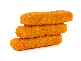 Fish fingers or fish sticks isolated on white
