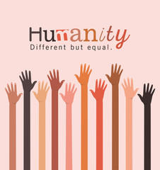 humanity different but equal and diversity open hands up design, people multiethnic race and community theme Vector illustration