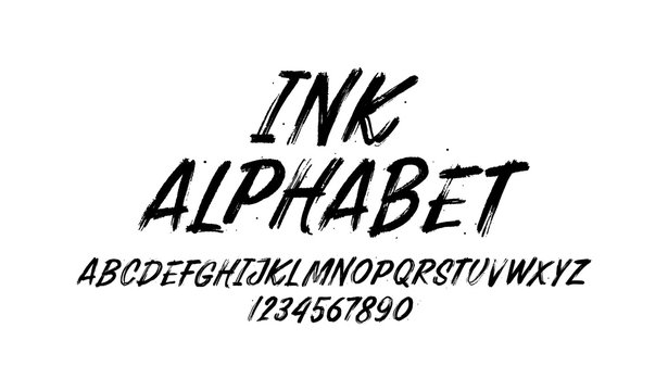 Vector hand drawn alphabet. Brush painted letters. Handwritten script alphabet. Hand lettering and custom typography for your designs: logo, for posters, invitations, cards, etc. Vector type.