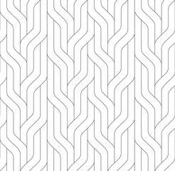 Monochrome seamless striped pattern. Wavy stylish abstract background.