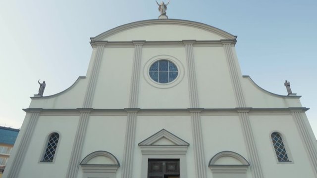 Shot in Shkod&euml;r in Albania, Kisha Katolike Fran&ccedil;eskane church, wide up
