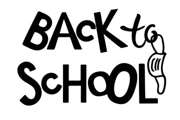 Back to school 2020 lettering. Hand written words isolated on white background. Black hand lettering quote with face mask sketch element. Masked up back to school. Quarantine Teacher Shirt Design