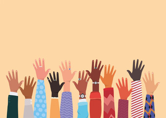 diversity of open hands up design, people multiethnic race and community theme Vector illustration