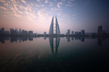 A beautiful view of Bahrain skyline during sunrise