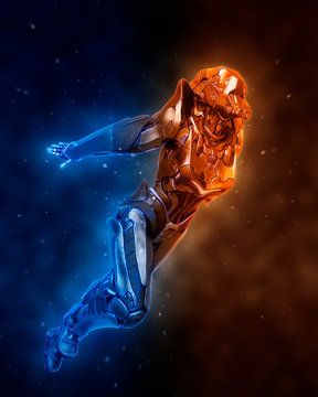 alien female soldier is taking off 