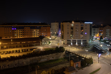 Fototapeta na wymiar Ponferrada city at night , In Spain