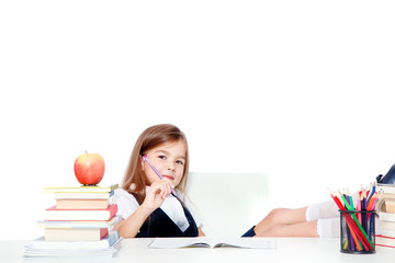 Portrait of modern, happy and cute teen school girl.