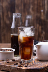 Cold brew coffee with ice and milk