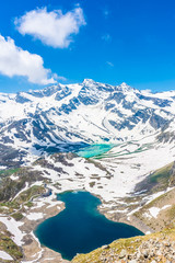 Amazing Alpine landscape with lakes in Gran Paradiso National Park, Piedmont Italy