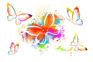 Fototapeta na wymiar The abstract butterflies is multicolored. Vector illustration