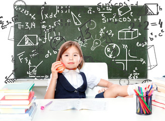 Portrait of modern, happy and cute teen school girl.