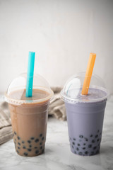 tapioca milk tea and taro potato tea