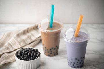 tapioca milk tea and taro potato tea