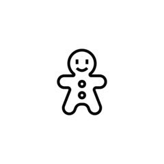 gingerbread man icon  in black line style icon, style isolated on white background