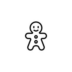 gingerbread man icon  in black line style icon, style isolated on white background