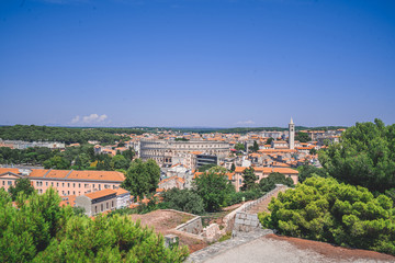 Fototapeta premium Panoramablick auf Das Kolosseum von Pula , Istrien, Kroatien.