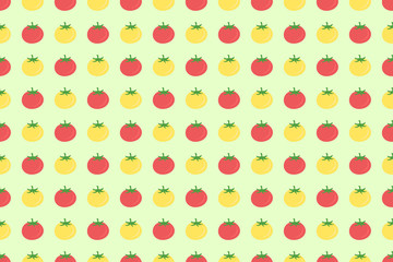 Seamless flat illustration pattern of red and yellow tomatoes. Vector illustration.