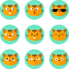set of funny cat emoticon
