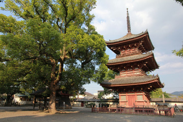 Obraz premium 兵庫県太子町の斑鳩寺 三重塔