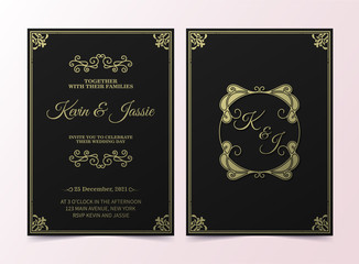 Retro wedding invitation on dark background