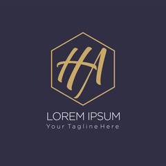 Initial letter logo HA, AH, logo template, with hexagonal shape