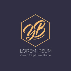 Initial letter logo YB, BY, logo template, with hexagonal shape