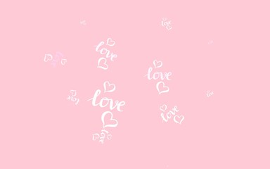 Light Pink vector pattern with colorful hearts.