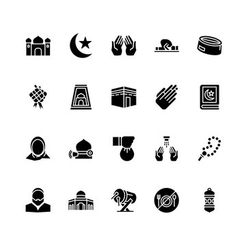 Set of Ramadan Icons Glyph Style