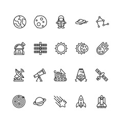 Set of space outline icon style © Fauzan