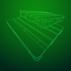 Cargo pallet for warehouse. Logistics shipping concept. Wireframe low poly mesh vector illustration.