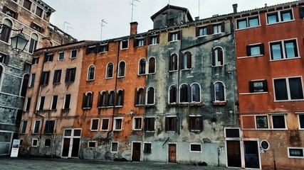 Fototapeta na wymiar Old colorful buildings in Venice Italy