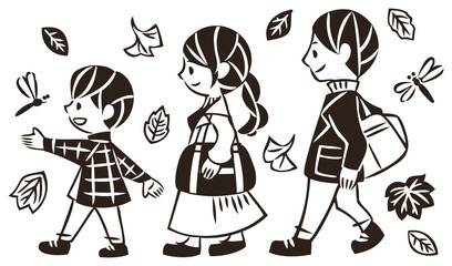 秋　紅葉　家族で旅行にお出かけ