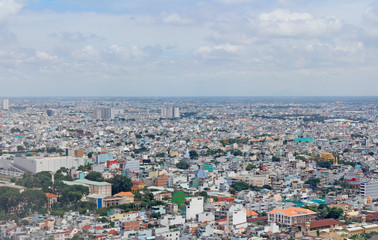 Fototapeta na wymiar View of Ho Chi Minh city from the airplane's window