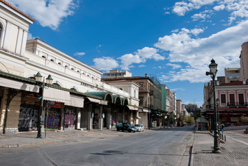 Athens, Greece, May 2020: The city of Athens deserted during the coronavirus quarantine 