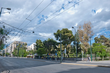 Fototapeta na wymiar Athens, Greece, May 2020: The city of Athens deserted during the coronavirus quarantine 