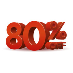 Red Percentage discount symbol 80% off