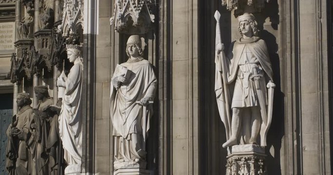 Facade elements of the High Cathedral of Saint Peter in Cologne, Germany.