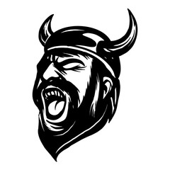screaming angry viking head illustration vector