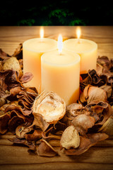 autumn still life with candle