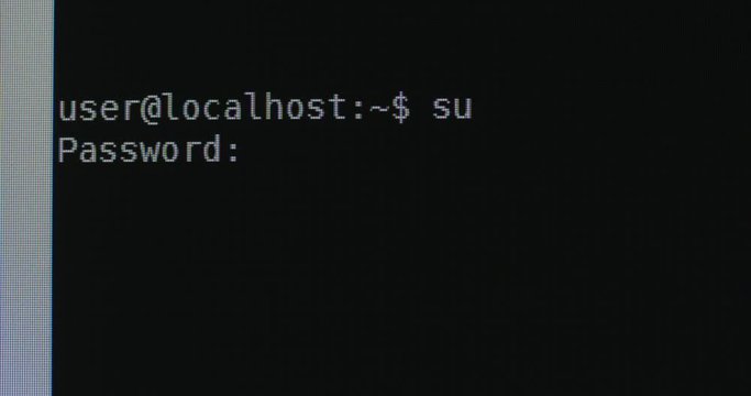 Administrative access login failure - text terminal of a server or computer.